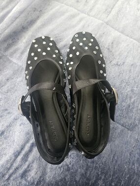Old Navy Black Rhinestone Studded Mary Jane Flats Size 7